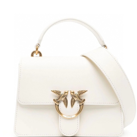 Pinko White Shoulder Bag with Gold Details